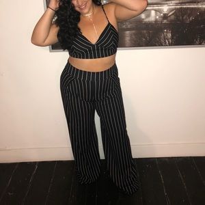 Two piece set with wide leg trousers